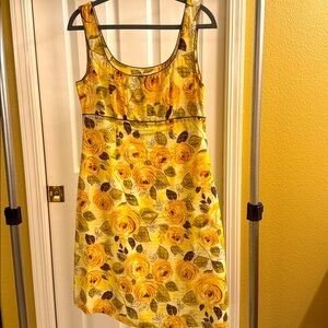 CAbi Yellow Rose Empire Waist 100% Cotton Sundress